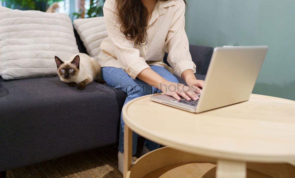 Similar – Image, Stock Photo Woman with mobile phone at home