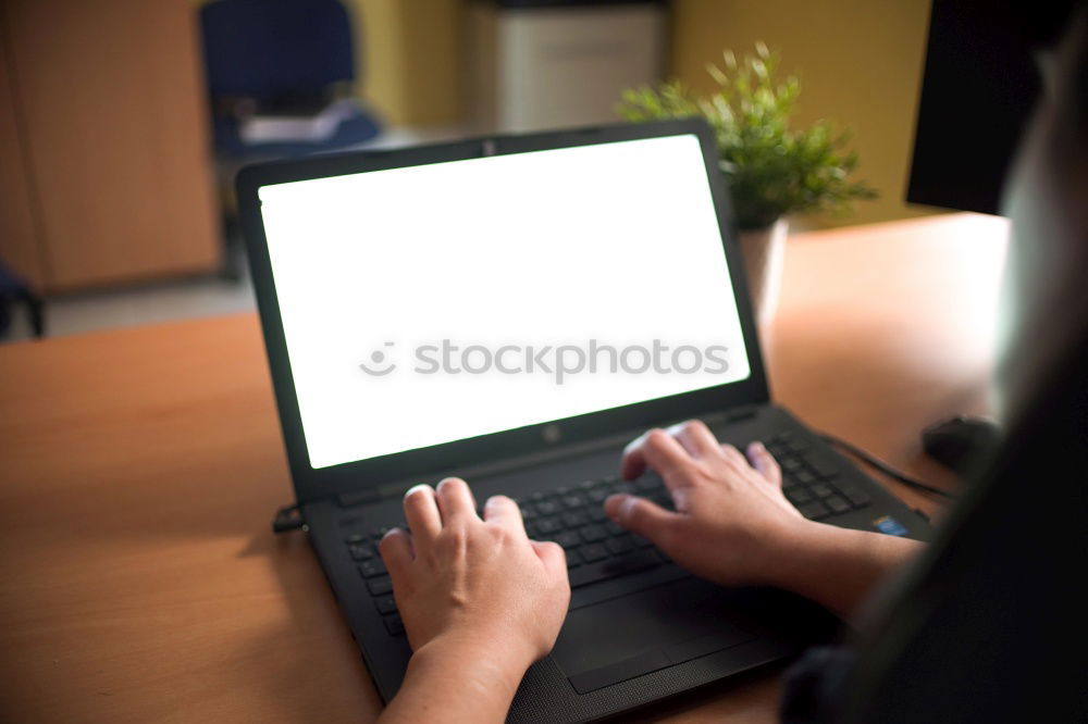 Similar – Image, Stock Photo Young woman at home with notebook / study / school / home office