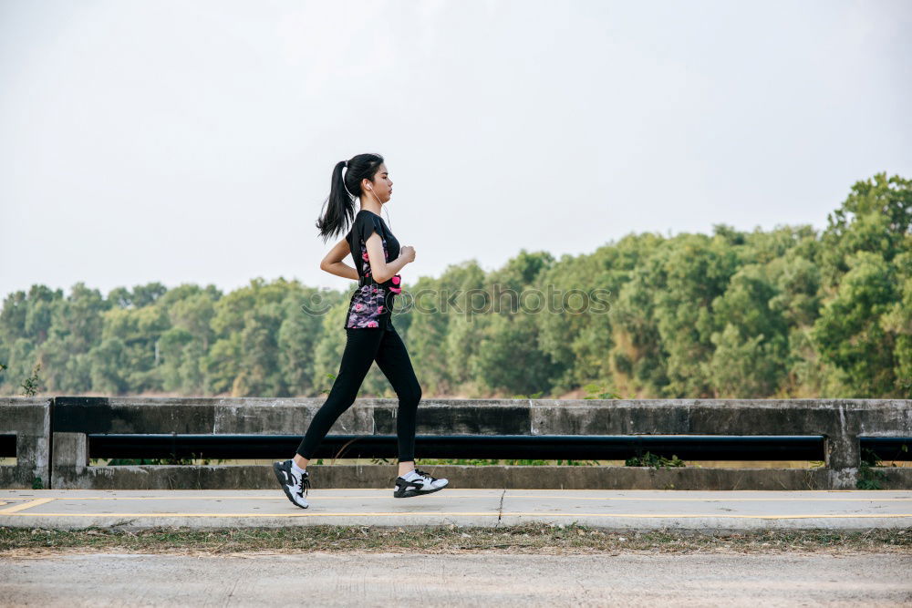 Similar – Image, Stock Photo athletic woman running