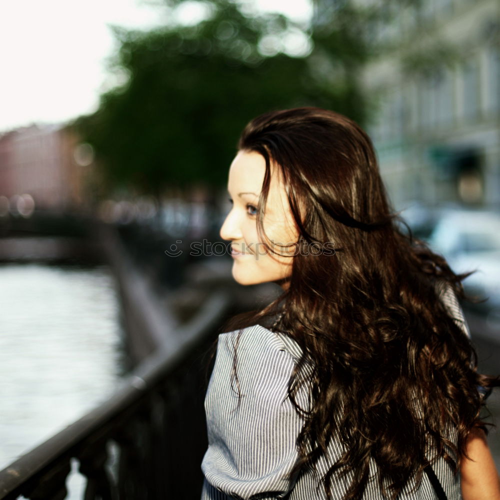 Similar – Image, Stock Photo happy young woman in a park