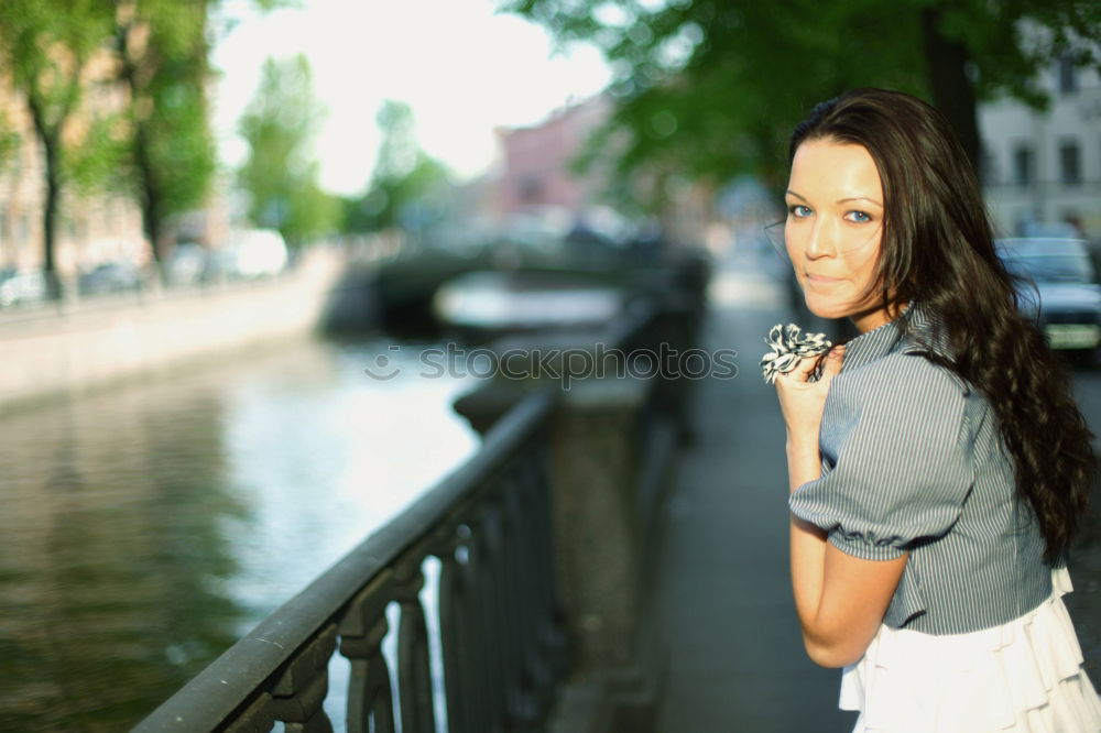 Similar – Image, Stock Photo happy young woman in a park