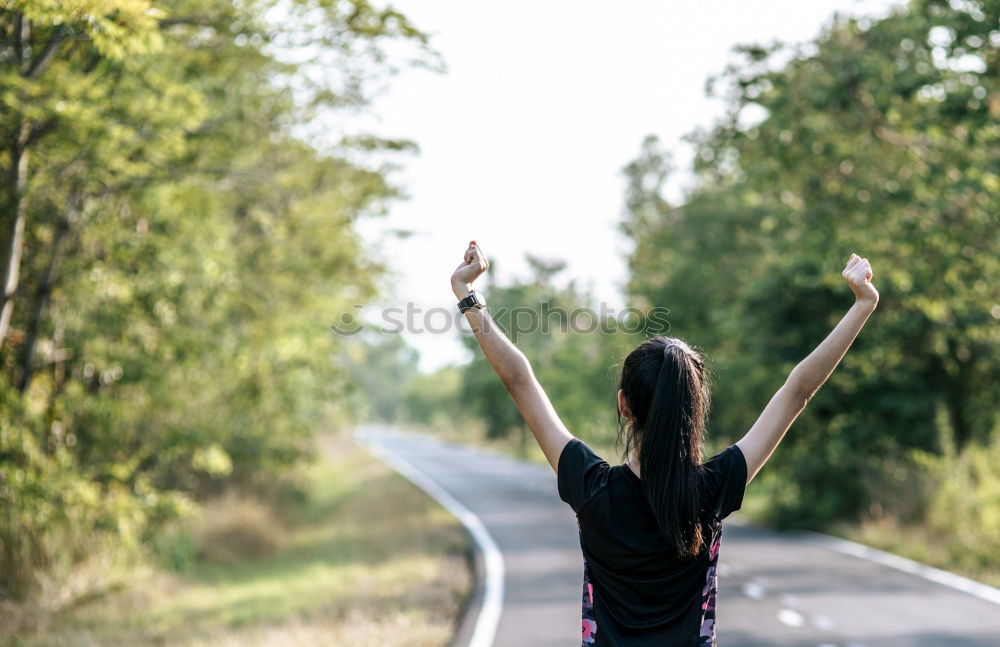 Similar – Image, Stock Photo Happy little boy playing on the road at the day time. Kid having fun outdoors. He skateboarding on the road. Concept of sport.