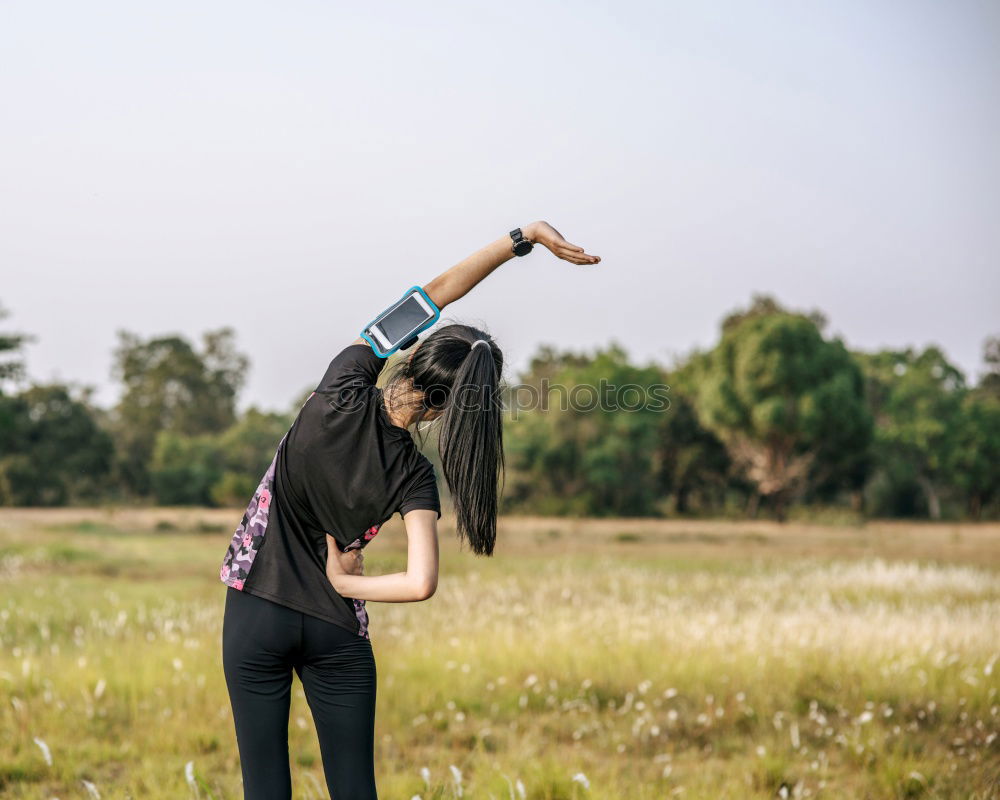 Image, Stock Photo Pretty woman shaking hair at house