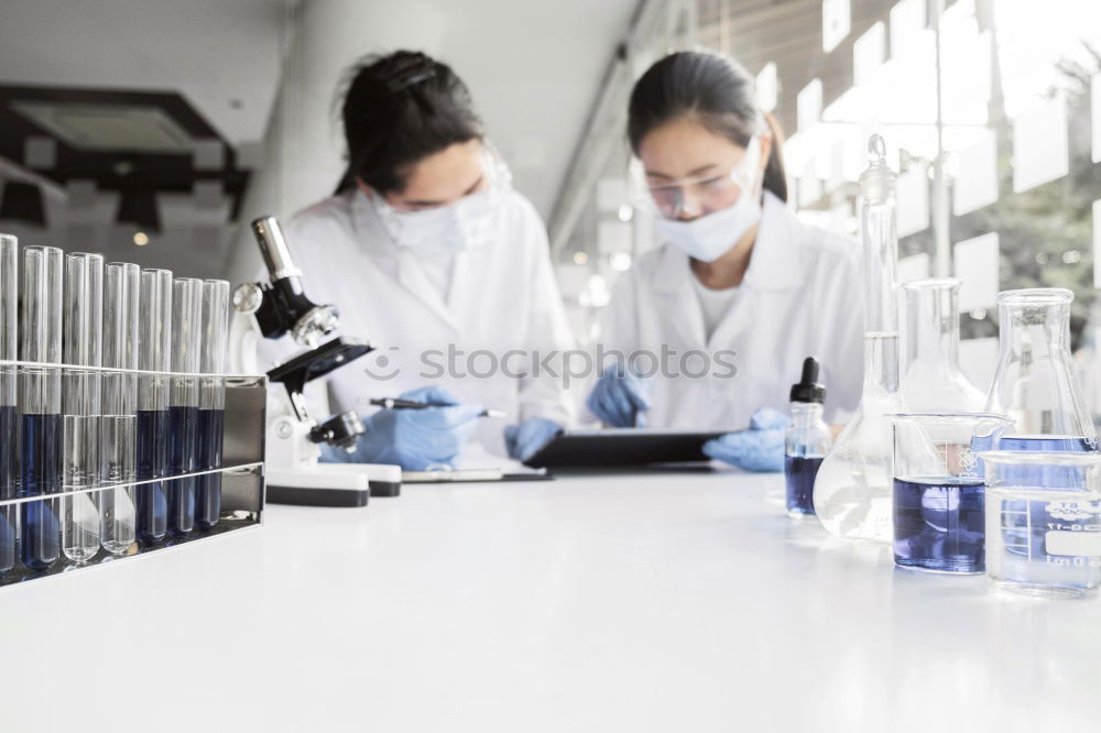 Image, Stock Photo Women standing and working in lab