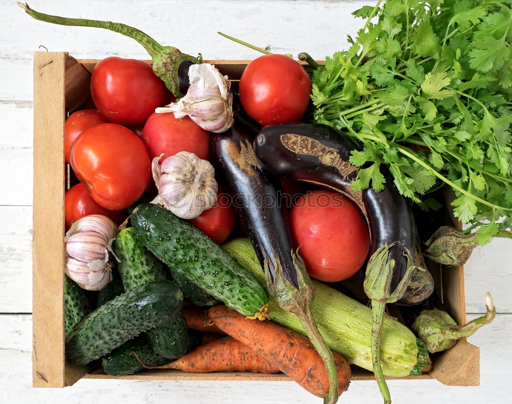 Similar – Fresh tomato, cucumber and pepper