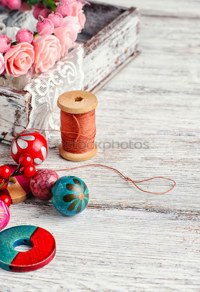 Similar – Image, Stock Photo Making necklaces of colored beads