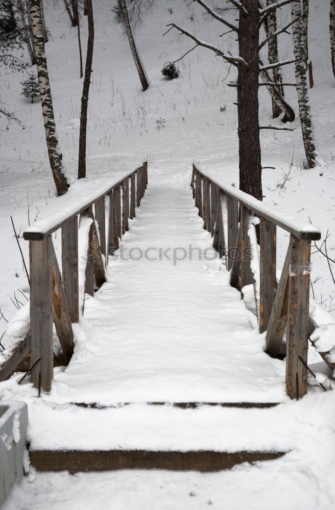 Similar – Image, Stock Photo Railway bridge over river at snowfall, winter Norway