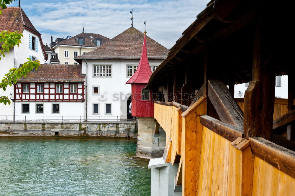 Similar – Image, Stock Photo Little Venice. Venice flair in Bamberg.  The river, the old half-timbered houses and blue sky.