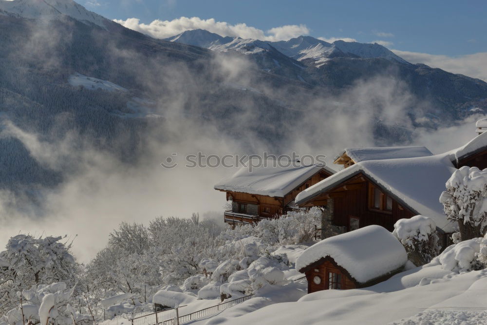 Similar – Image, Stock Photo Alpine village on a snowing day