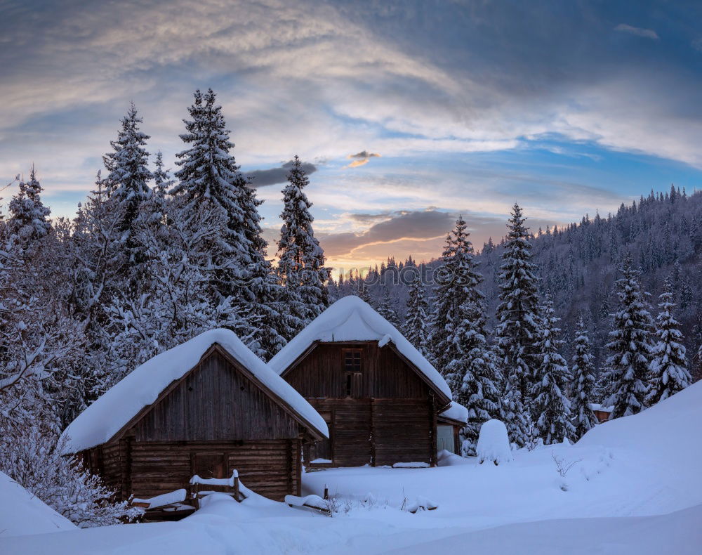 Image, Stock Photo hut Winter Massive Calm