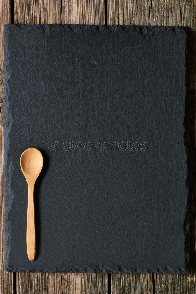 Similar – menu place setting with empty card and golden spoon