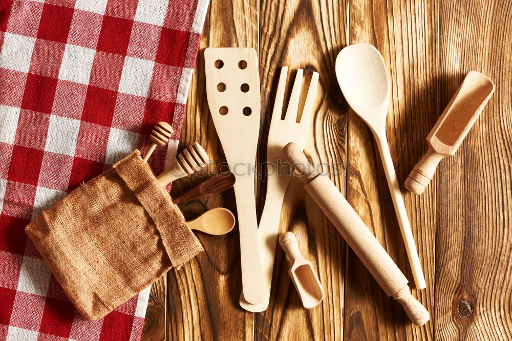 Similar – Image, Stock Photo Old wooden vintage kitchen utensils