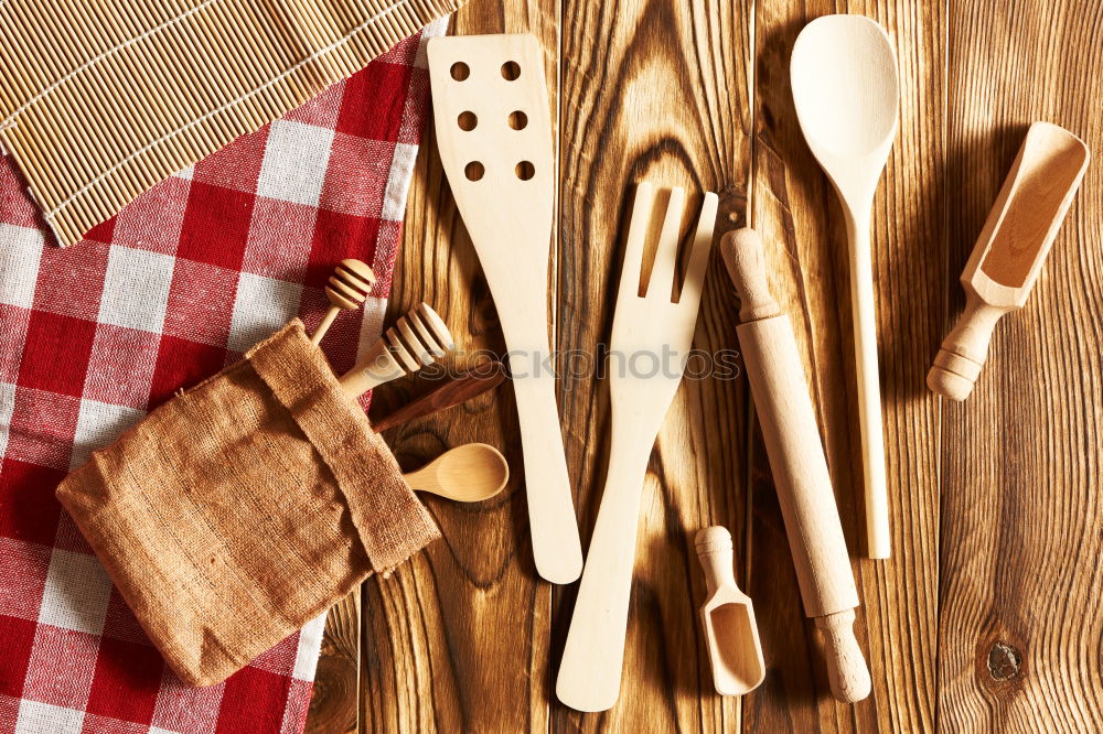 Similar – Image, Stock Photo Old wooden vintage kitchen utensils