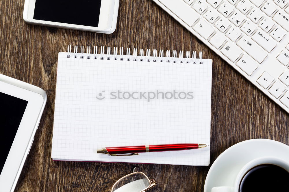 Similar – Image, Stock Photo Desk with open block with text space from above