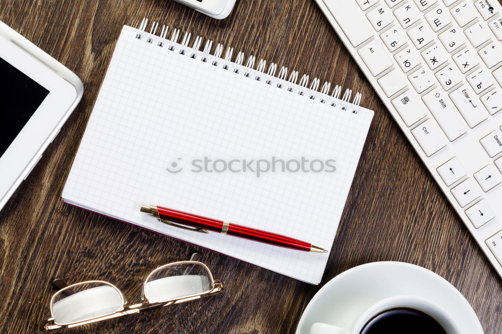 Similar – Image, Stock Photo Desk with open block with text space from above