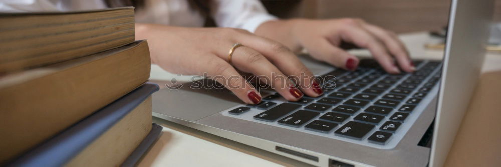 Similar – Image, Stock Photo Young woman at home with notebook / study / school / home office