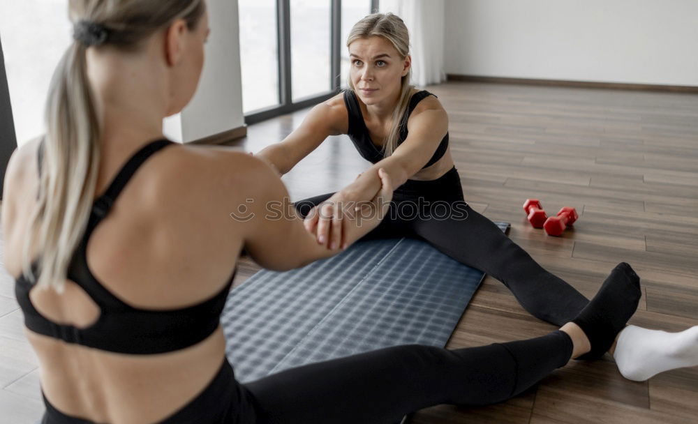 Similar – Image, Stock Photo Woman stretching back in a fitness class