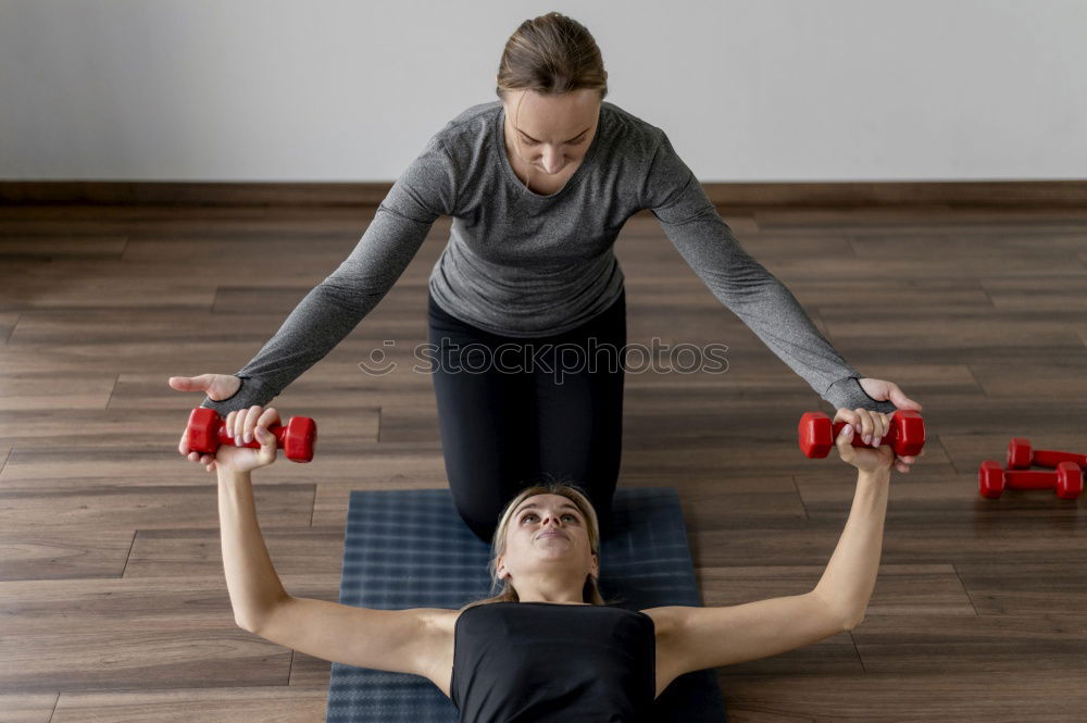 Similar – Image, Stock Photo People doing stretch exercises in fitness class