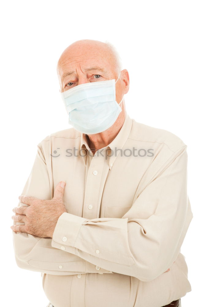 Similar – Senior man using medical equipment for inhalation with respiratory mask, nebulizer