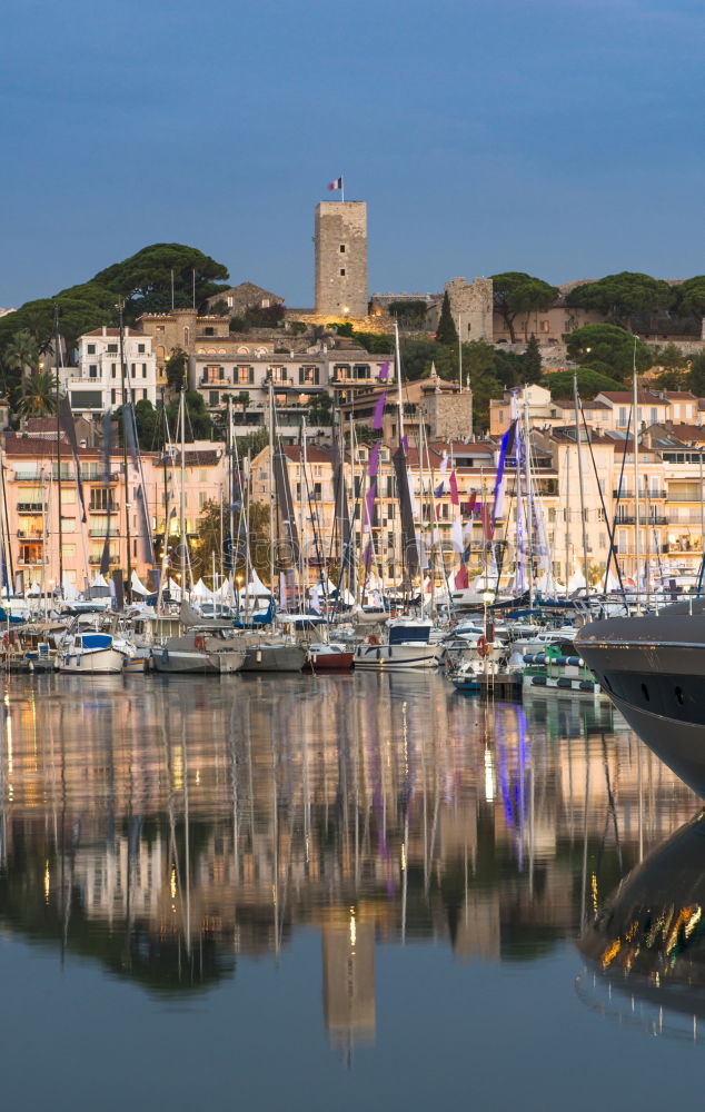 Image, Stock Photo Yachts in the cannes bay at night