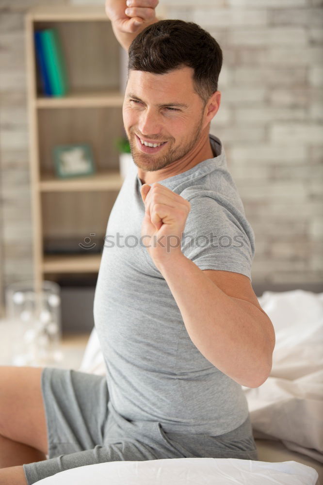 Similar – Image, Stock Photo Portrait of a young thoughtful mixed race man sitting in the sofa