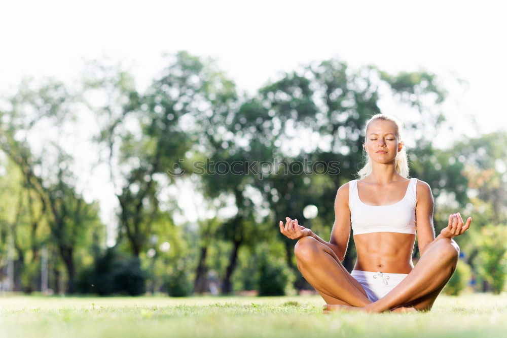 Similar – Image, Stock Photo woman doing yoga and pilates outdoor with her mat