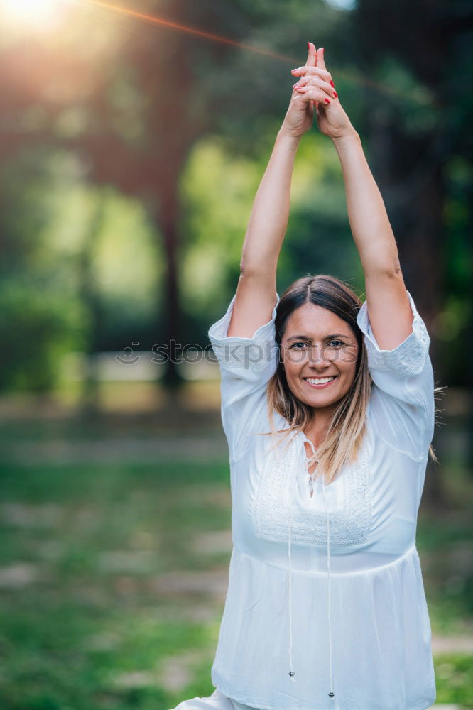 Similar – Image, Stock Photo Young content model on terrace