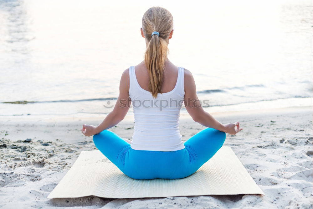 Similar – Black woman, afro hairstyle, doing yoga in the beach.