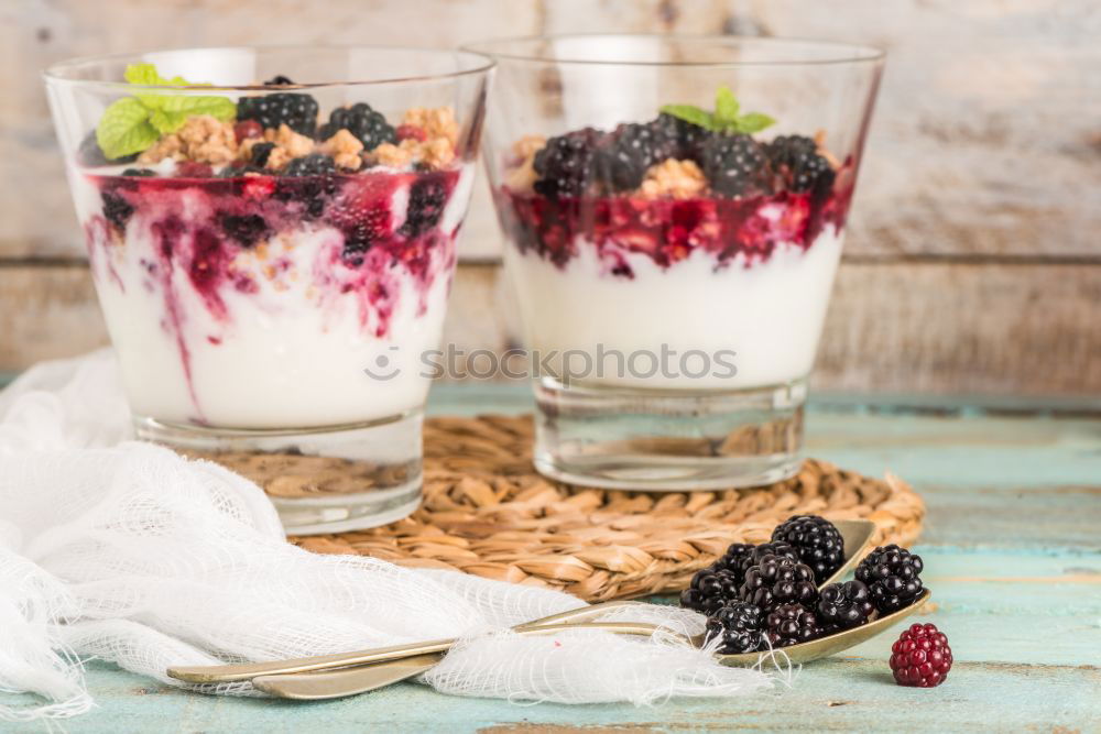 Similar – Chia yogurt with raspberries in a glass cup