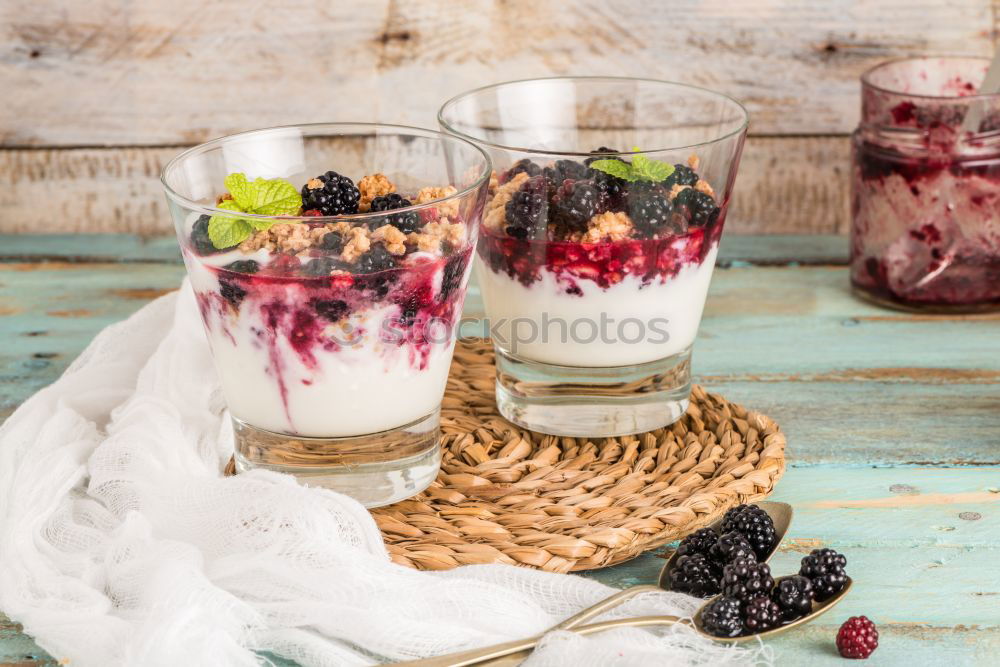 Similar – Chia yogurt with raspberries in a glass cup