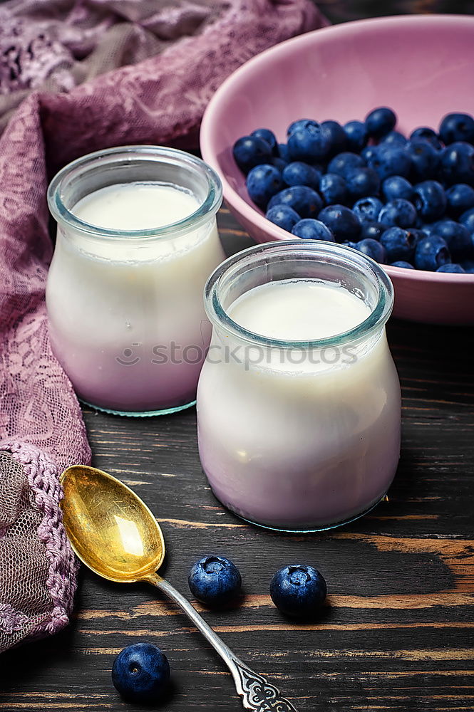 Similar – Image, Stock Photo Blueberries and yogurt chia pudding parfait