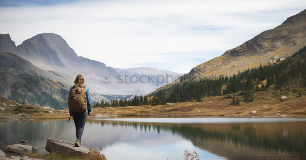 Similar – Image, Stock Photo Smiling woman at lake