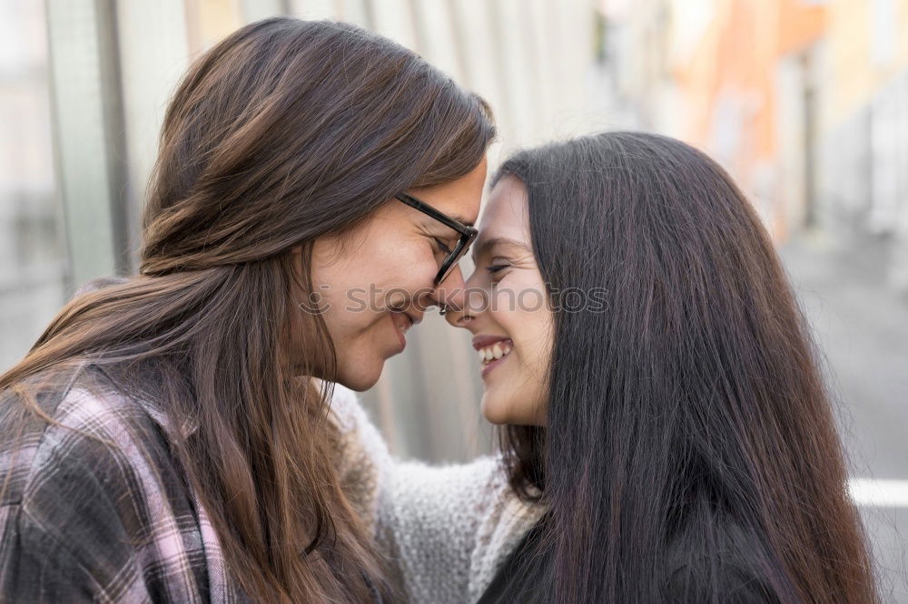 Similar – Image, Stock Photo Teenage girls having fun blowing bubbles together