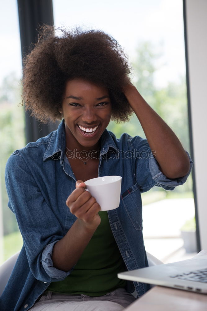 Image, Stock Photo Pretty Indian ethnic woman with cup