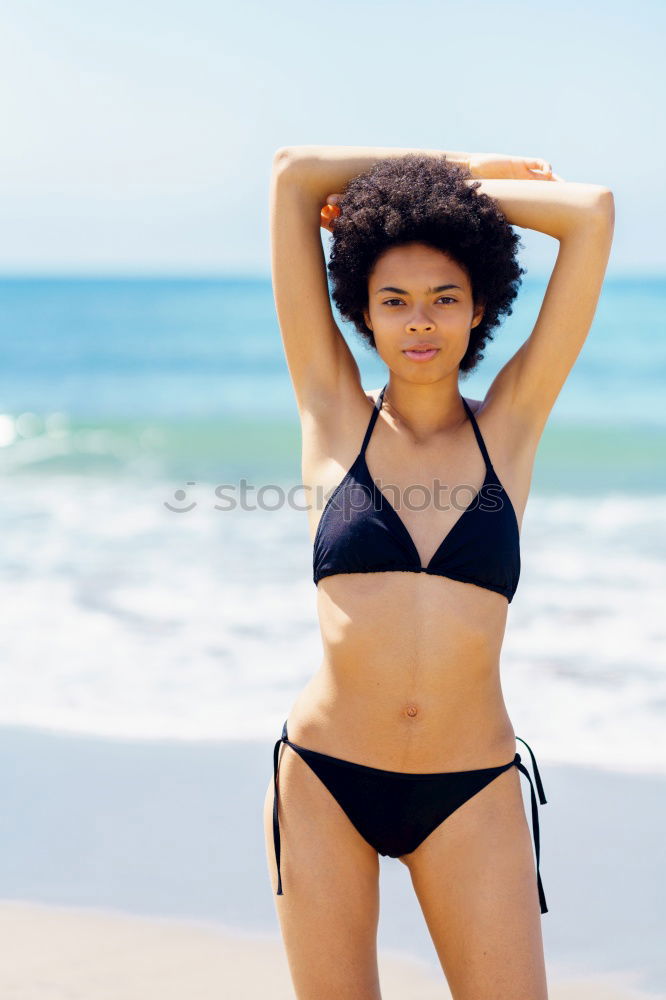 Similar – Image, Stock Photo Charming young woman on shore near water