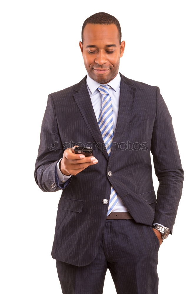 Similar – Image, Stock Photo Businessman Texting on his Phone in the Street