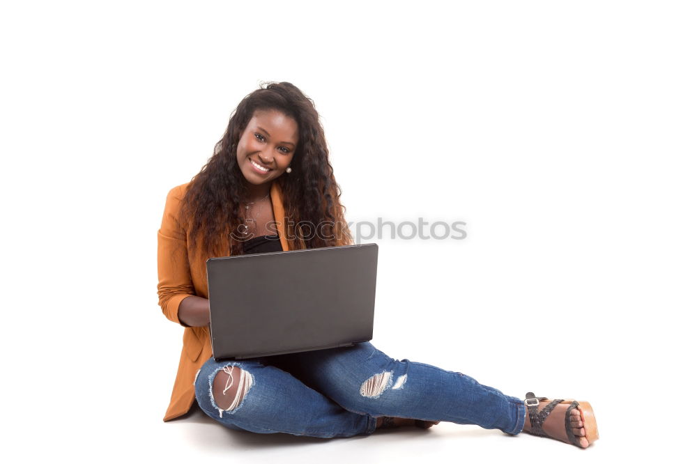 Image, Stock Photo Young student woman using her laptop