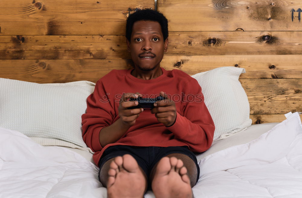 Image, Stock Photo Man having fun playing games