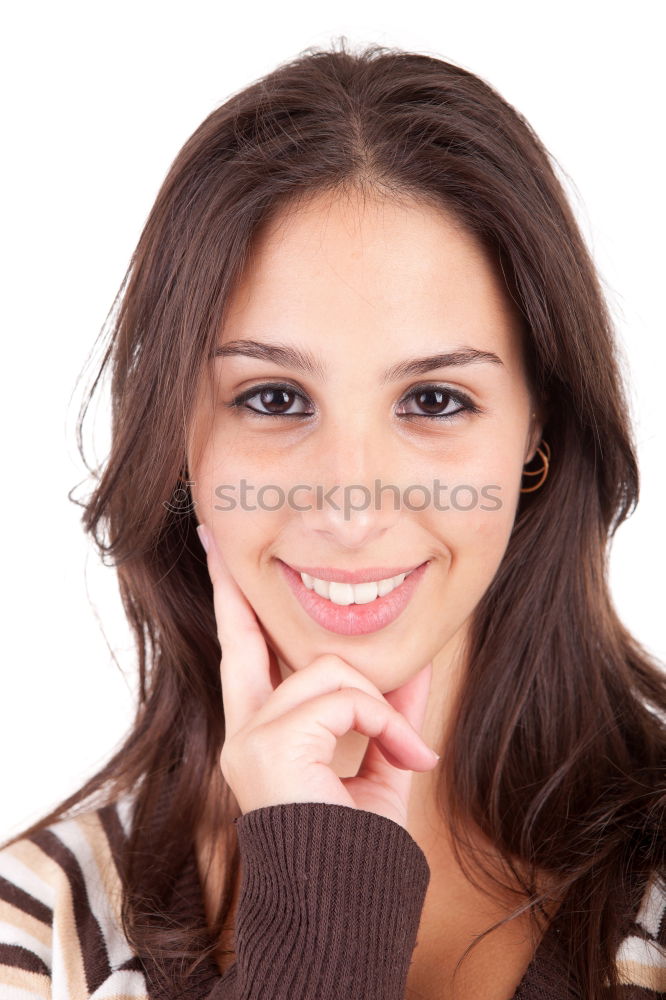 Similar – Image, Stock Photo Beautiful young woman with blue eyes smiling outdoors