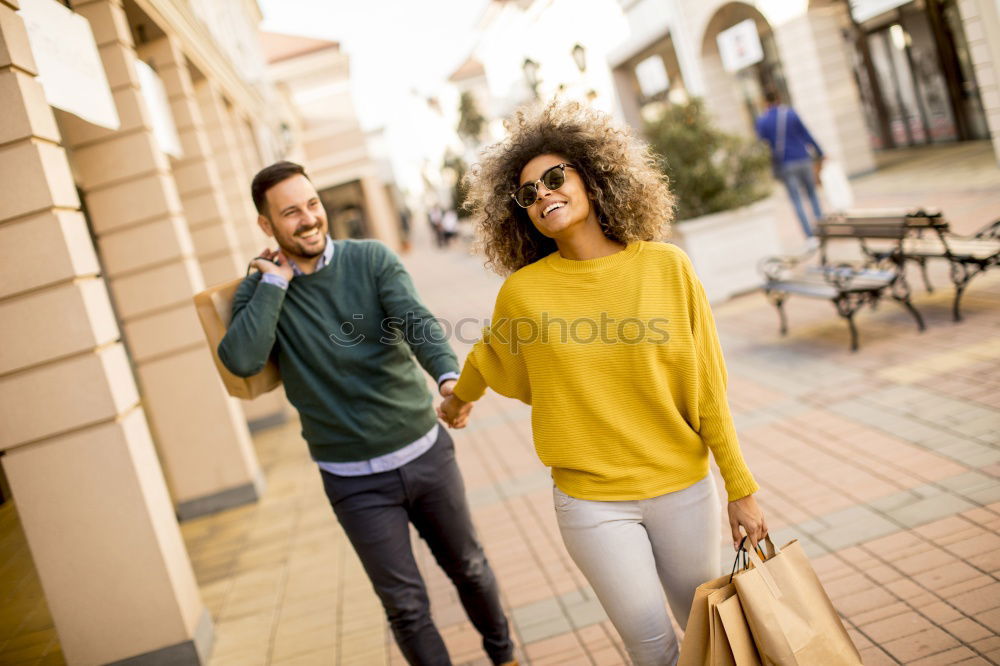 Similar – Image, Stock Photo Smiling couple of lovers having fun.