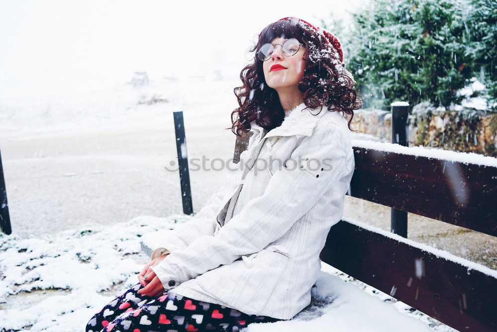 Similar – Image, Stock Photo Young woman enjoying a snowy winter