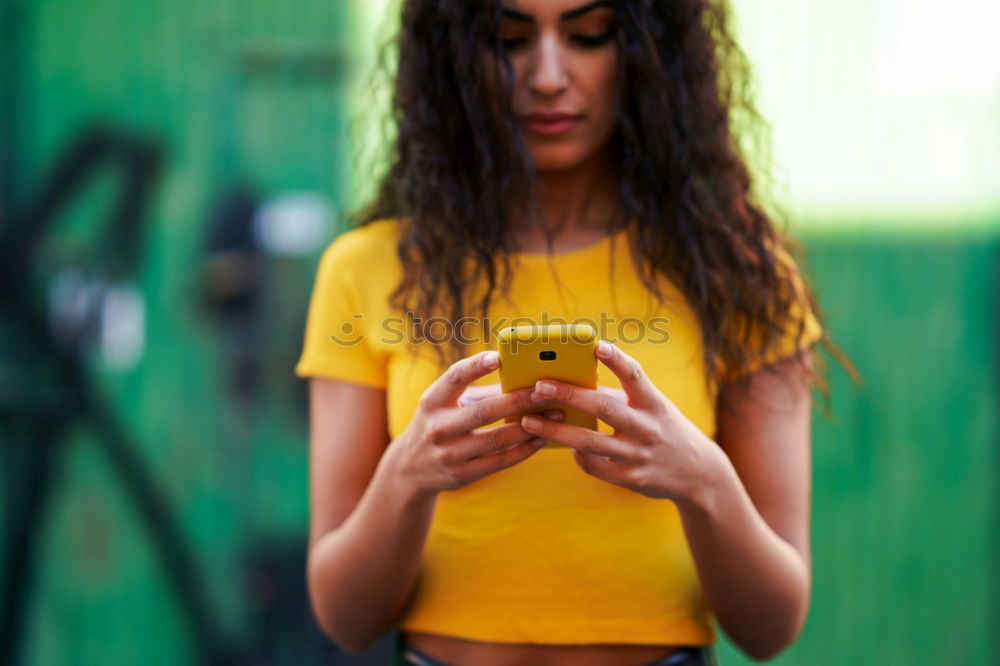Similar – Image, Stock Photo Woman with smartphone in cafe