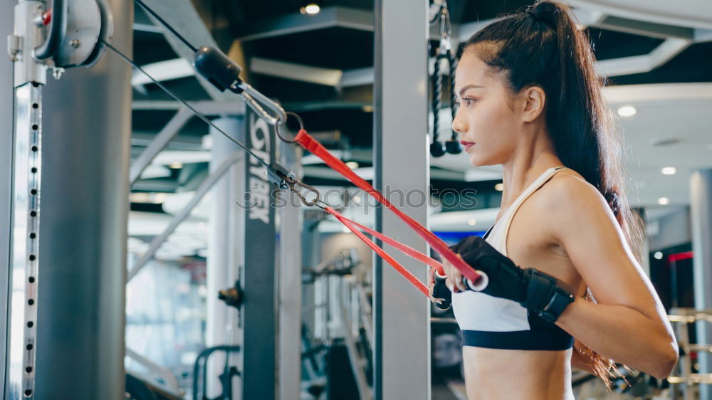 Similar – Image, Stock Photo Woman stretching legs in a fitness class