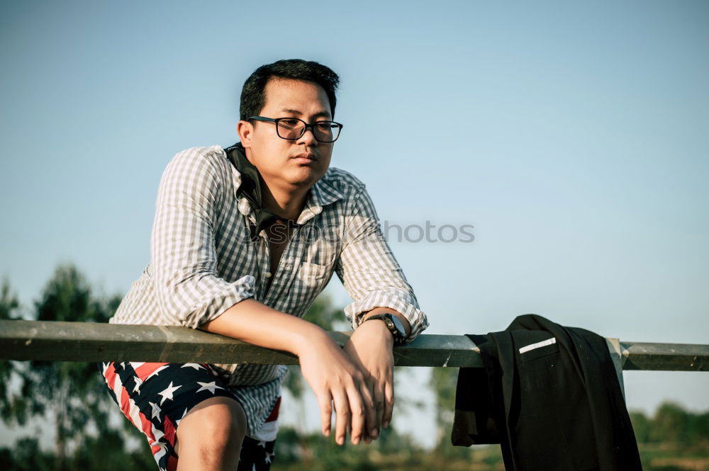 Similar – Image, Stock Photo Riverboy2 Human being