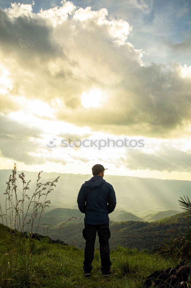 Similar – Image, Stock Photo Boy looking towards sunset from the old fortress