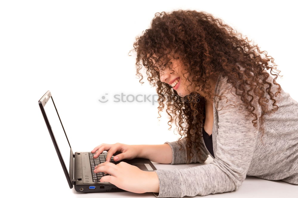 Similar – Image, Stock Photo Young desperate student with glasses looks over a laptop