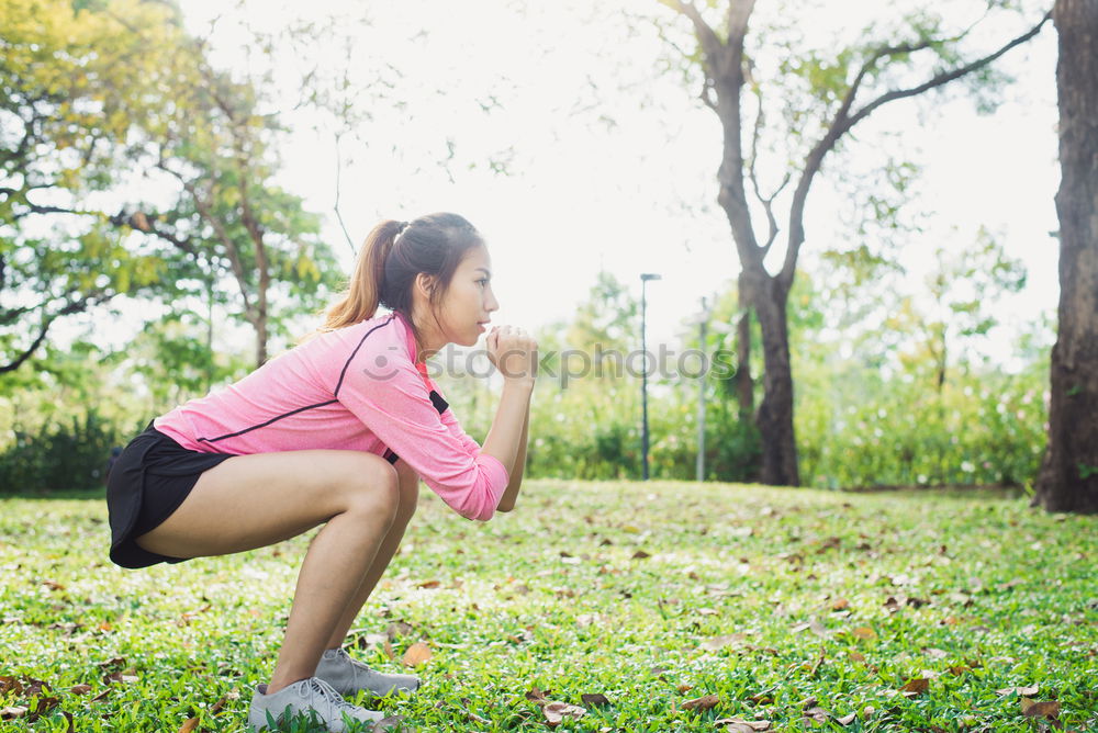 Similar – Image, Stock Photo Woman warming up before outdoor workout