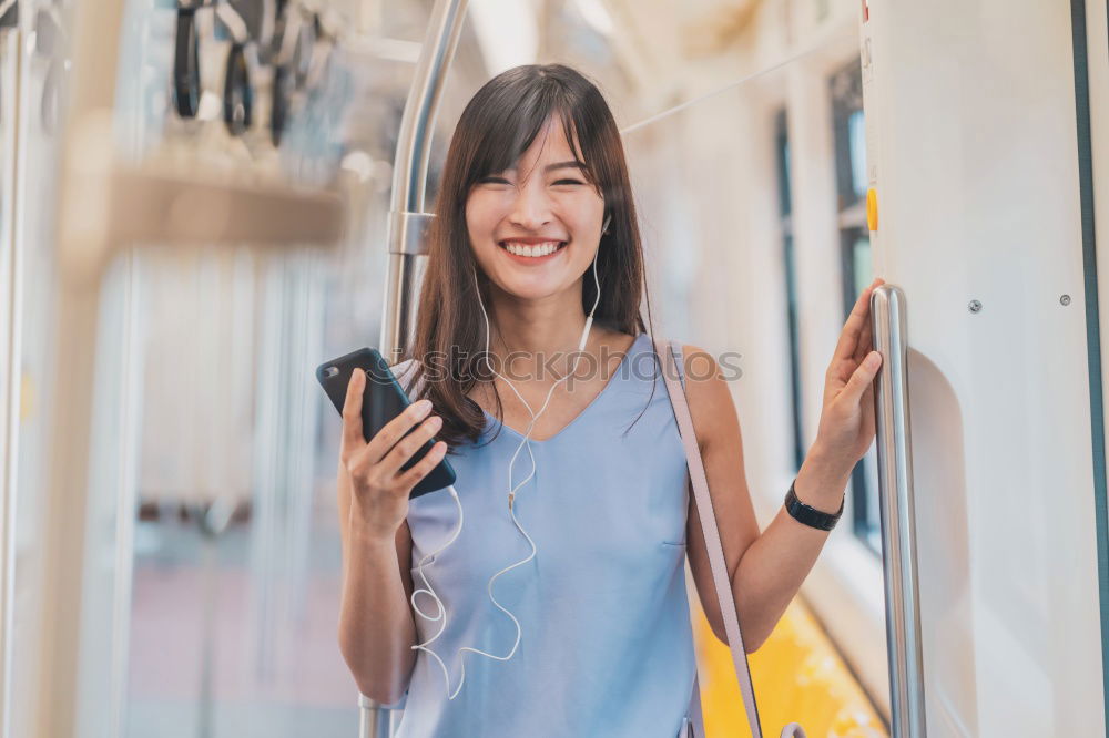 Similar – Image, Stock Photo Pretty Asian woman touching lamp