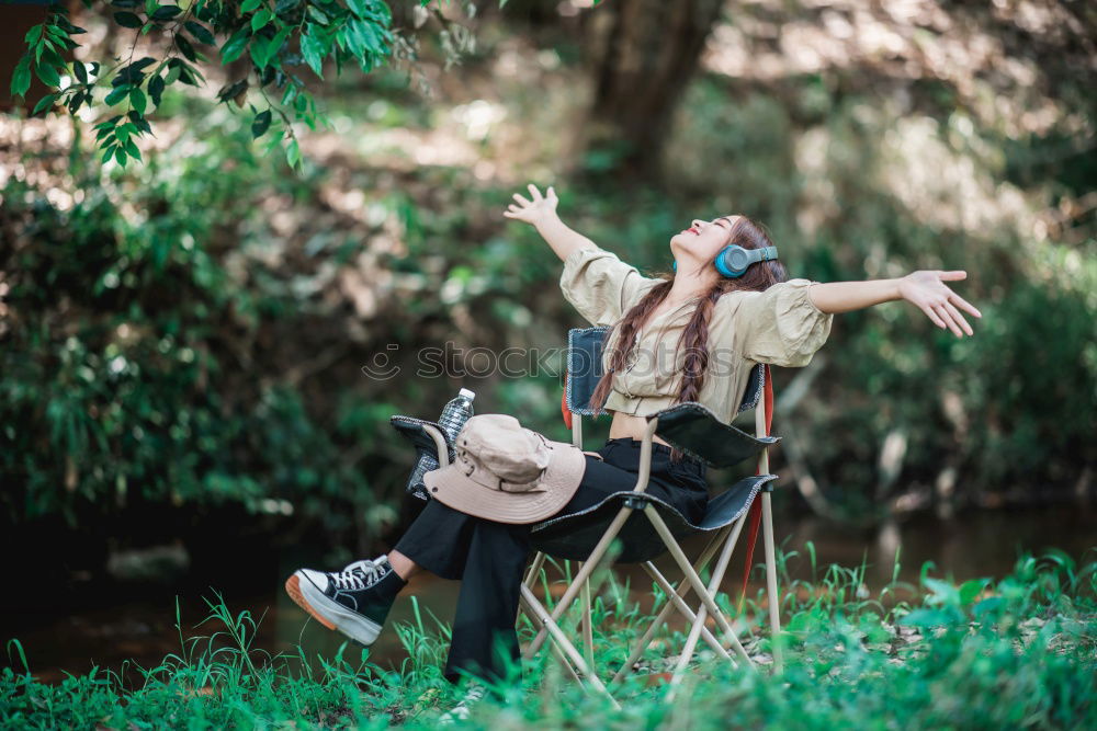 Similar – Image, Stock Photo Woman with map in woods