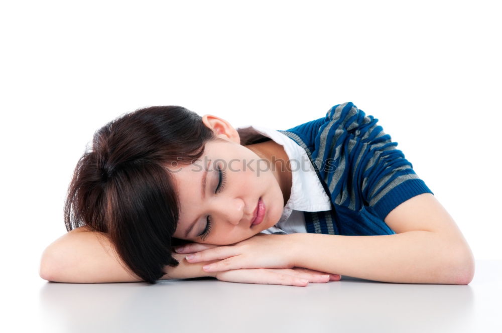 Similar – Image, Stock Photo Pupil girl sleeping in classroom